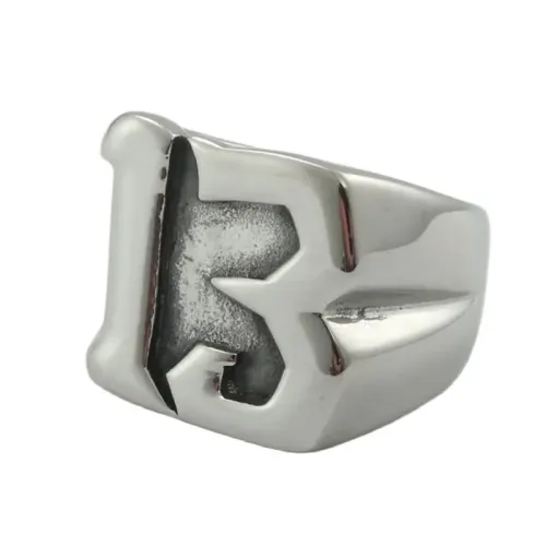 RTM1822 Multi-Color Alphabet Stainless Steel Ring Trendy Jewelry Accessory