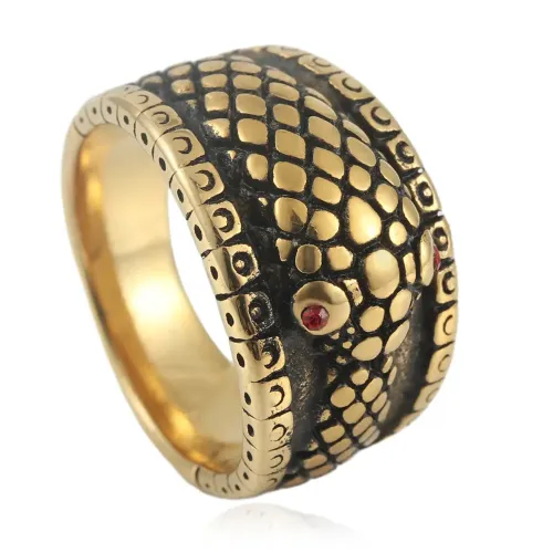 RTM1626 Men's Punk Stainless Steel Snake Ring Edgy Animal-Inspired Jewelry