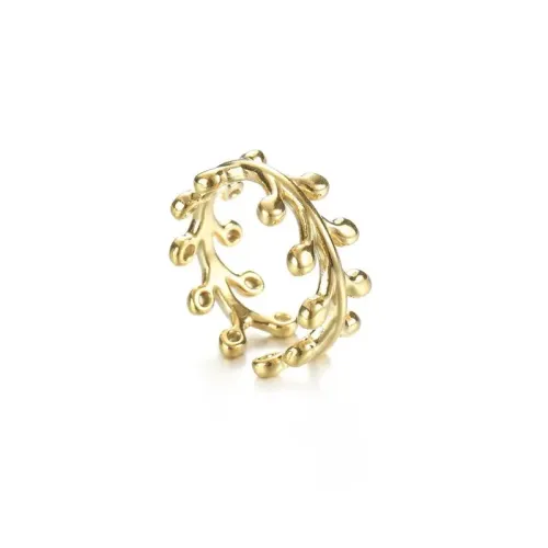 RTM2579 14K Gold Olive Branch Open Ring for Women Elegant OL Jewelry Accessory