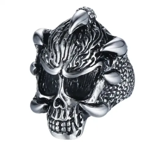 RTM627 Men's Titanium Steel Skull Ring Religious Totem Symbol Jewelry