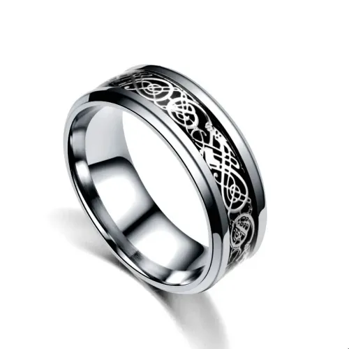 RTM923 Men's Stainless Steel Ring with Intricate Dragon Pattern Durable & Stylish