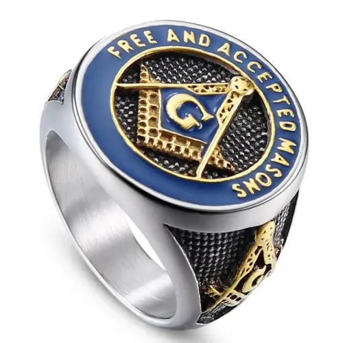 RTM474 Masonic Ring for Men Religious Punk Titanium Stainless Steel Band