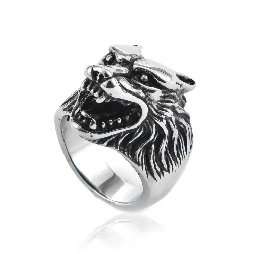 RTM2207 Wolf Head Men's Ring Cast Stainless Steel Jewelry Accessory