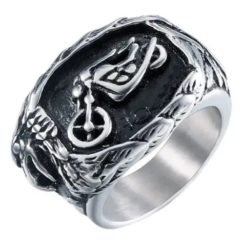 RTM515 Titanium Steel Motorcycle Ring Punk Men's Jewelry for Bikers