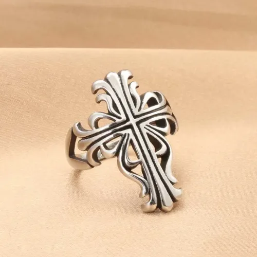 RTM1527 Punk Stainless Steel Ring with Cross Design Stylish Men's Jewelry
