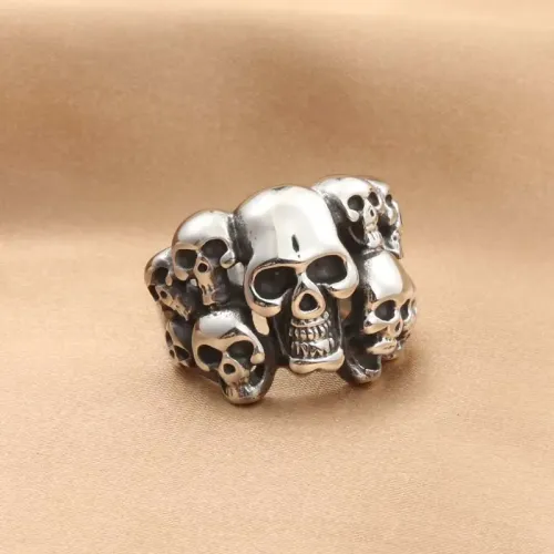 RTM1893 Skull Full Finger Ring Stainless Steel Gothic Jewelry for Men