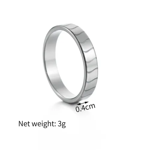 RTM2586 Unisex Stainless Steel Couple Rings Irregular Water Wave Stripe Design