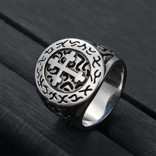 RTM2216 Men's Mars Cross Ring Fade-Resistant Stainless Steel Band