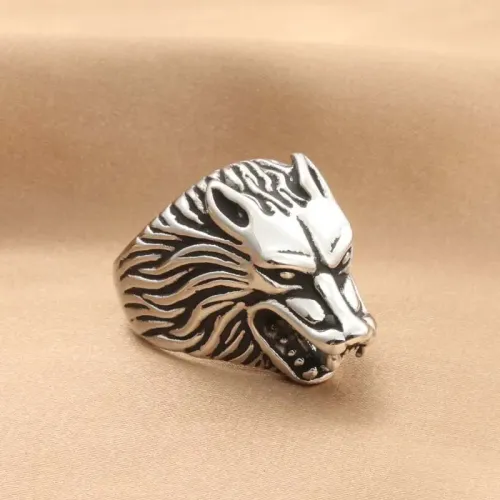 RTM1928 Wolf Head Ring Wild Animal Stainless Steel Jewelry for Men