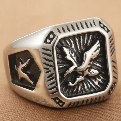 RTM1576 Stainless Steel Eagle Ring Majestic Animal Jewelry for Men