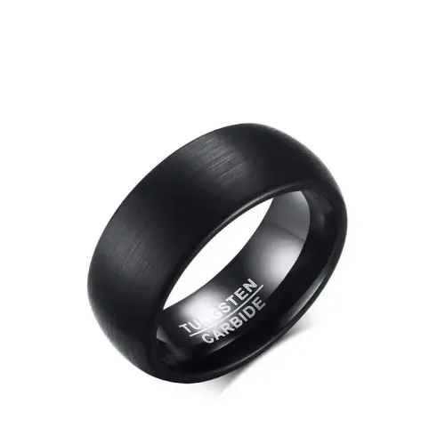 RTM36 Black 8MM Brushed Tungsten Steel Ring Durable Finger Jewelry for Men and Women