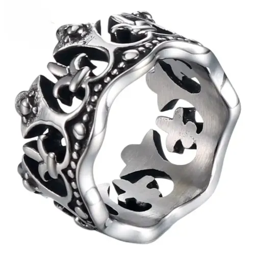 RTM597 Men's Crown Ring Punk Style Stainless Steel Jewelry for the Modern Man