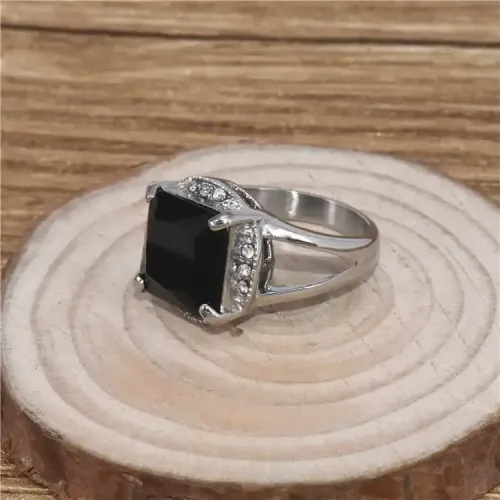 RTM333 Diamond Glass Gem Jewelry Set Women's Titanium Steel Ring with Multiple Colors