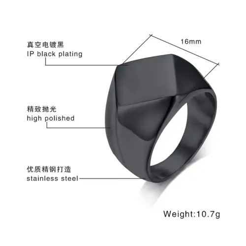 RTM139 Men's Titanium Steel Ring Rhombus Face Cast Design