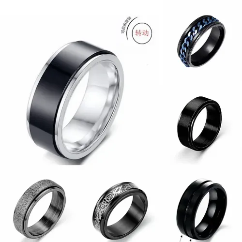 RTM887 Men's Stainless Steel Rotatable Ring Sleek Durable Jewelry for Stress Relief