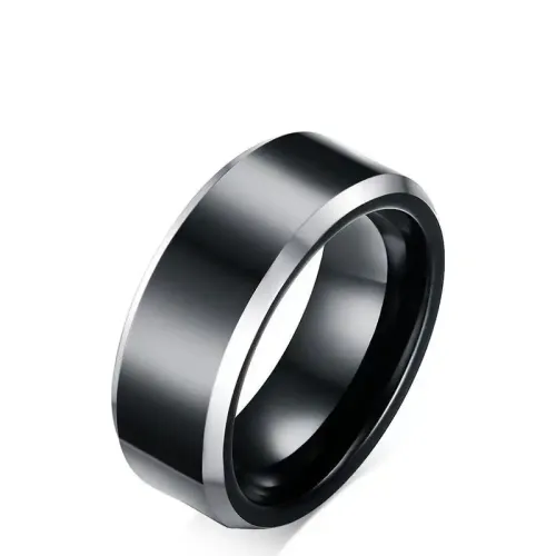 RTM19 8mm Black Gold Tungsten Men's Ring Durable Anti-Scratch Steel Band