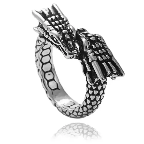RTM1735 Stainless Steel Chinese Dragon Ring Exotic Animal Design Jewelry for Men