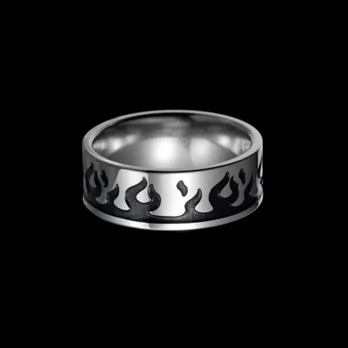 RTM2552 Men's Stainless Steel Flame Ring Drip Oil Design Fashion Accessory