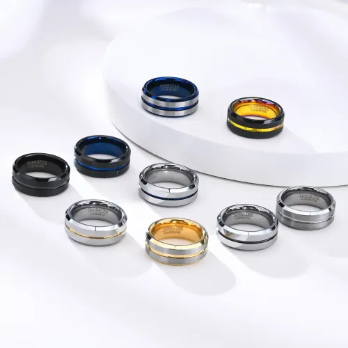 RTM185 8mm Tungsten Steel Ring with Open Bottle Feature Unique Men's Jewelry