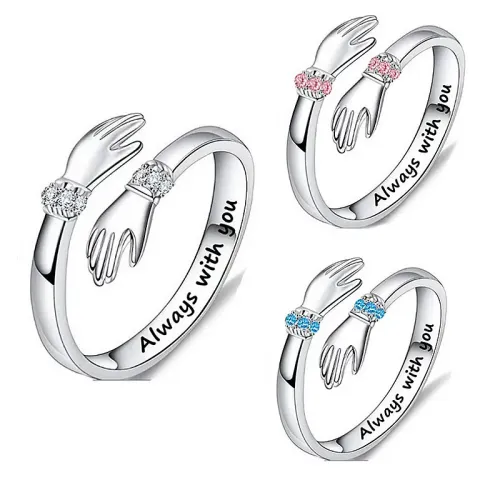 RTM707 Heartwarming Hands Hug Diamond Ring Adjustable Love Gift for Women