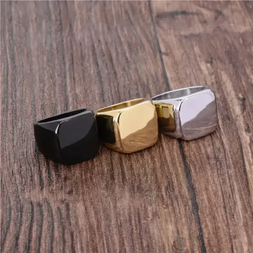 RTM198 Unisex Titanium Steel Square Rings Versatile for All Fingers