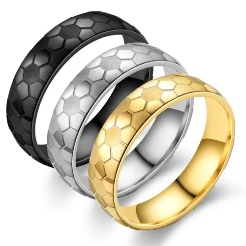 RTM2871 Unisex Corroded Football Ring Stylish Sports Jewelry for Men & Women