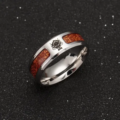RTM1444 Half Circle Wood Grain Ring Unique Wooden Jewelry for Men & Women