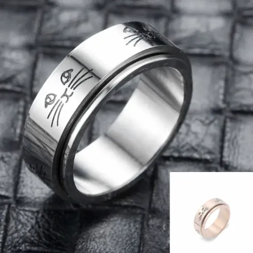 RTM826 Unique Cat Rotating Stainless Steel Men's Ring Stylish & Durable Accessory