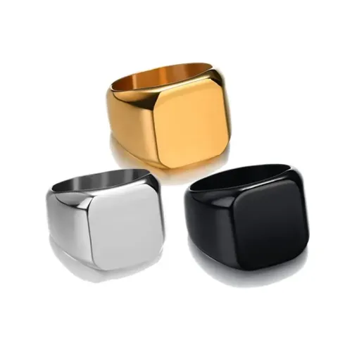 RTM2428 Men's Premium Square Stainless Steel Ring with Cut Corners & Light Plate