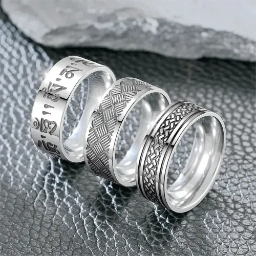 RTM849 Tibetan Scripture Men's Ring Stainless Steel Punk Gothic Style
