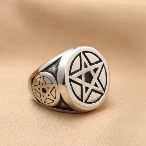 RTM1908 Stainless Steel Five-Pointed Star Ring Sleek Round Design Jewelry