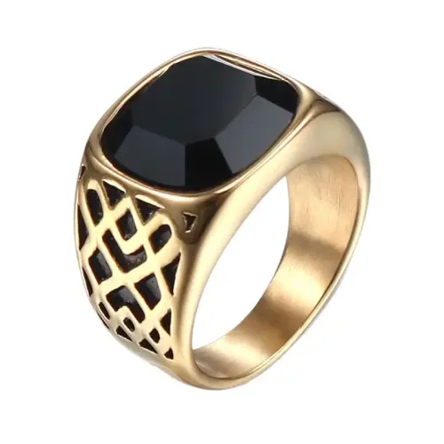 RTM505 Black Sapphire Titanium Steel Ring Trendy Explosive Jewelry