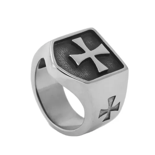 RTM1835 Stainless Steel Cross Ring for Men Durable Jewelry Accessory