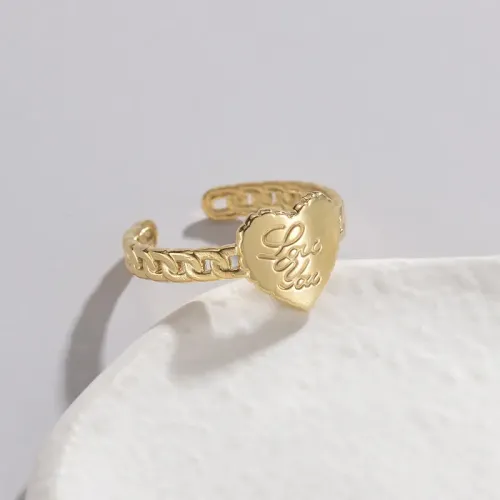 RTM2533 14K Gold Plated Stainless Steel Adjustable LOVE Ring for Women