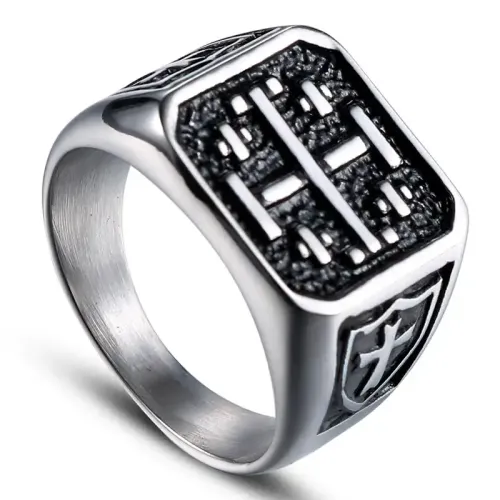 RTM625 Punk Titanium Steel Cross Ring Men's Stainless Steel Fashion Jewelry