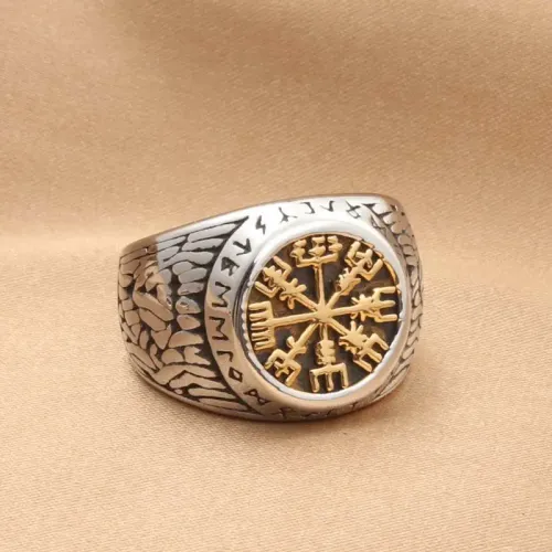 RTM1992 Viking Compass Ring Stainless Steel Norse Jewelry for Men