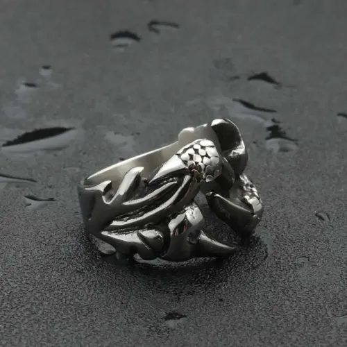 RTM1933 Dragon Claw Punk Ring Stainless Steel Beast-Inspired Jewelry for Men