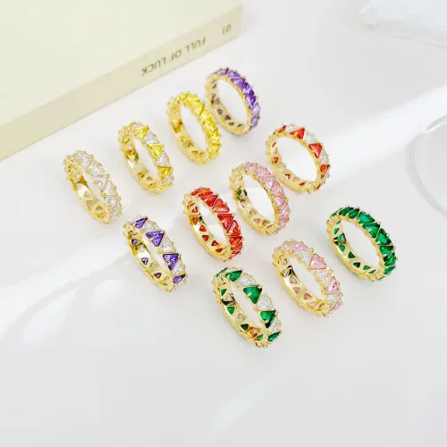 RTM2245 Women's Heart-Shaped Colored Zircon Stainless Steel Ring Elegant Jewelry