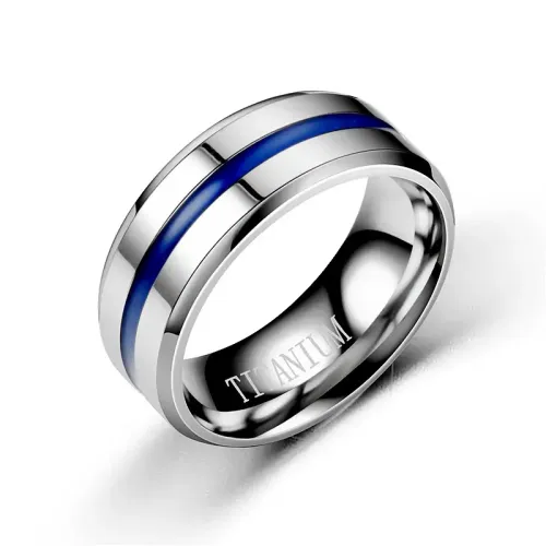 RTM900 Titanium Blue Stainless Steel Couple Rings Eternal Love Bands