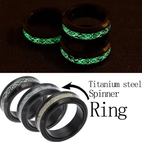 RTM1417 Men's Luminous Dragon Ring Rotating Stress Relief Jewelry Accessory