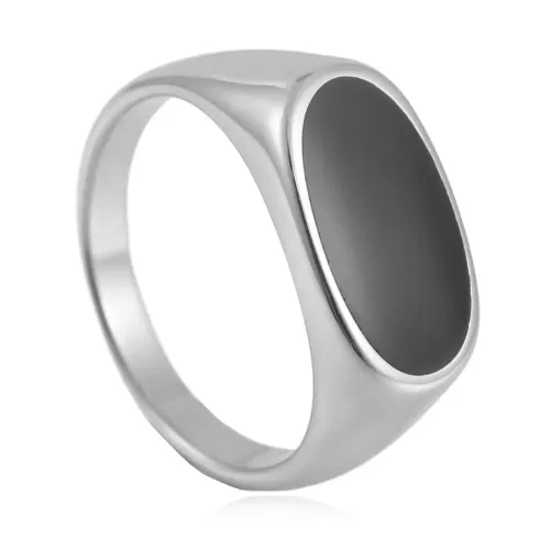 RTM1641 Men's Black Square Ring Stainless Steel Modern Durable Accessory