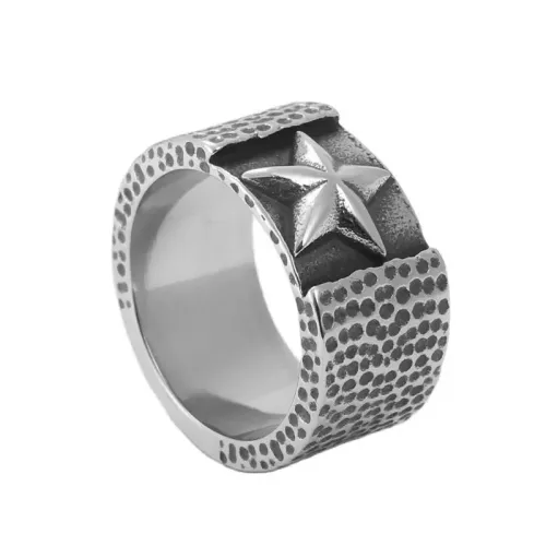 RTM1850 Stainless Steel Pentagram Ring Trendy Men's Jewelry Accessory