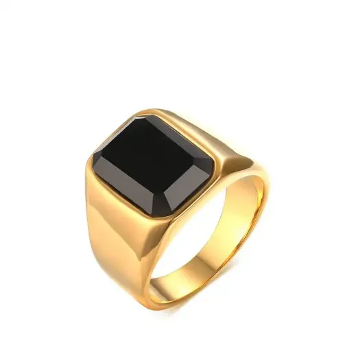 RTM149 Men's Gold Titanium Steel Ring Durable Stainless Steel Jewelry