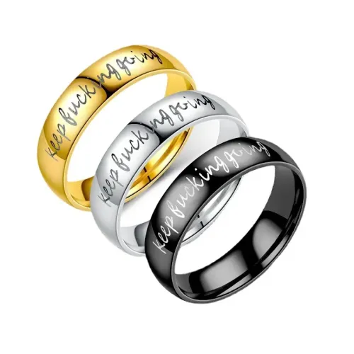 RTM990 Inspirational Stainless Steel Rings Empowerment & Positivity Jewelry