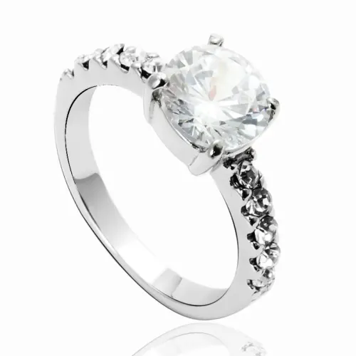 RTM2063 Elegant White Gemstone Wedding Ring Stainless Steel Engagement Band