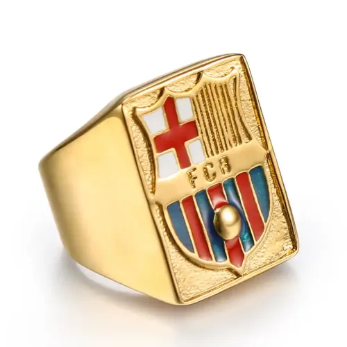 RTM532 FC Barcelona Logo Titanium Steel Ring Men's Sports Jewelry