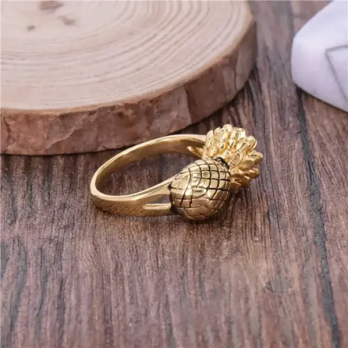 RTM404 Unique Love Fruit Pineapple Head Design Titanium Stainless Steel Ring