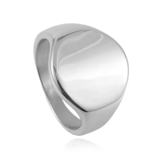 RTM1646 Glossy Stainless Steel Oval Rings for Men & Women Sleek Unisex Jewelry