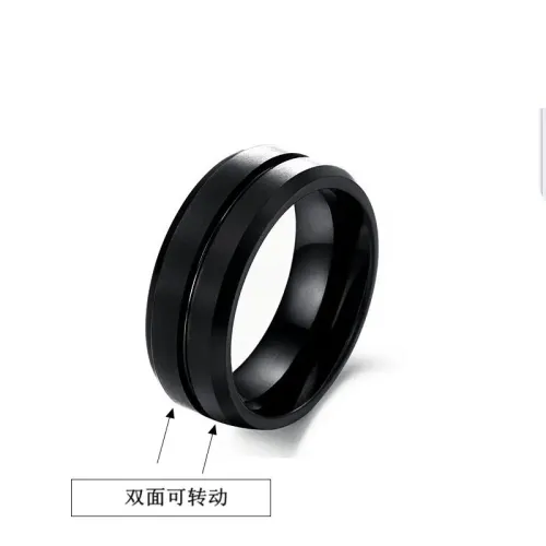 RTM689 Men's Matte Black Stainless Steel Ring Sleek Fashion Band