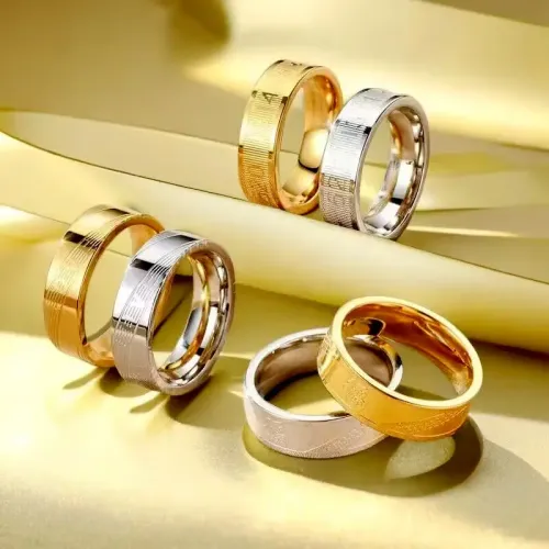 RTM766 National-Inspired Stainless Steel Couple Rings for Women Elegant Band